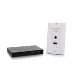 C2G C2G30025 | HDMI HDBaseT + RS232 and IR over Cat Extender Single Gang Wall Plate Transmitter to Ultra-Slim Box Receiver - 4K 60Hz