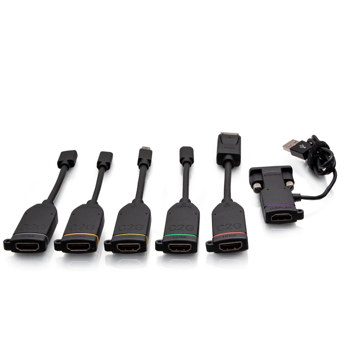 C2G C2G30278 | Universal 4K HDMI Dongle Adapter Ring Including Color Coded Mini DisplayPort, DisplayPort, USB-C, Mini HDMI, Micro HDMI