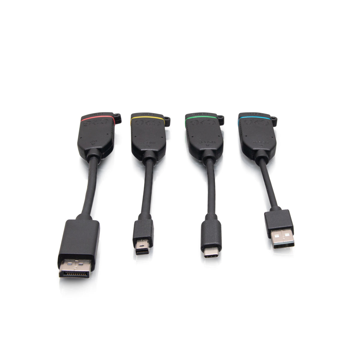 C2G C2G30285 | Universal 4K HDMI Dongle Adapter Ring Including Color Coded Mini DisplayPort, USB-C, and USB-A Male to USB-C Female Adapters