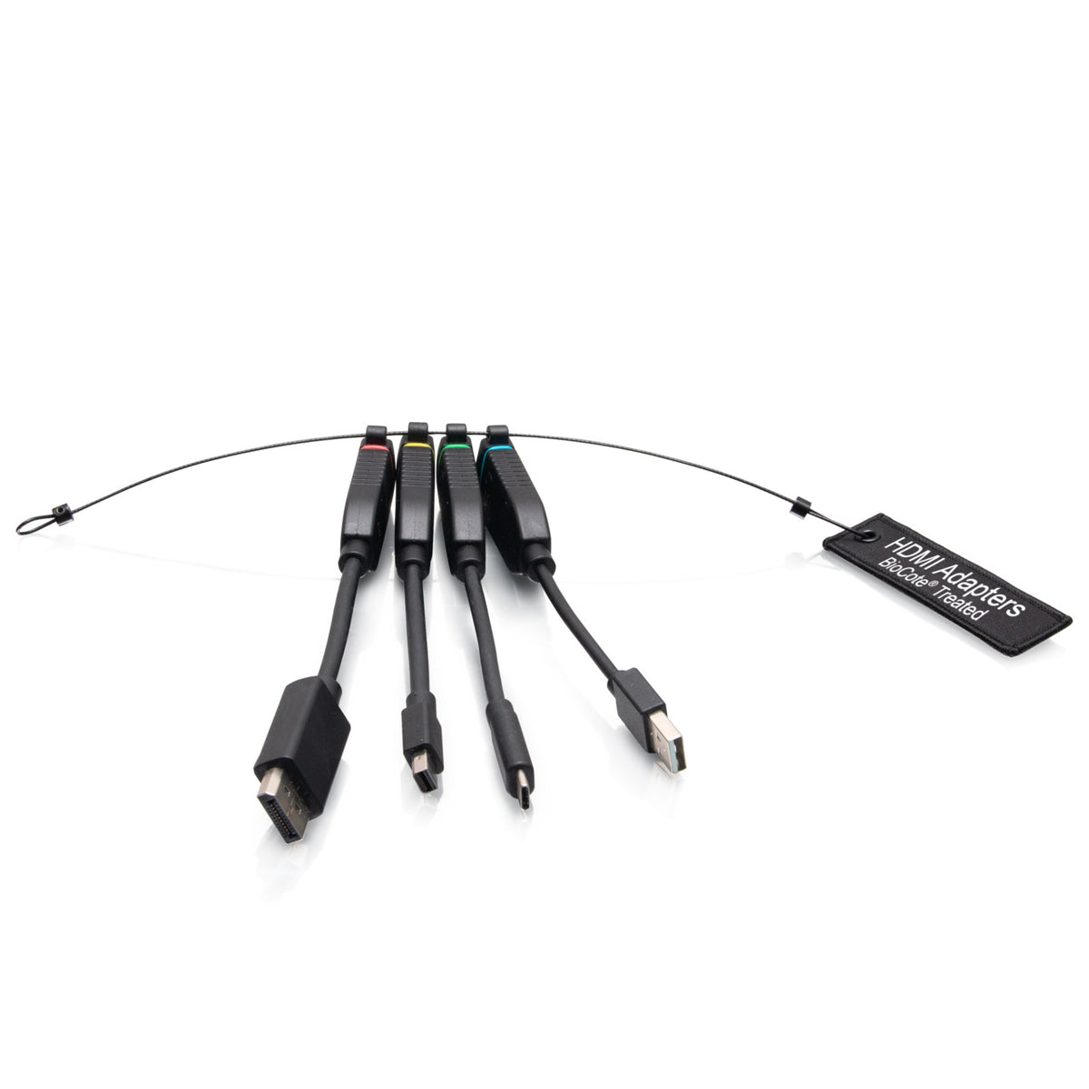 C2G C2G30285 | Universal 4K HDMI Dongle Adapter Ring Including Color Coded Mini DisplayPort, USB-C, and USB-A Male to USB-C Female Adapters