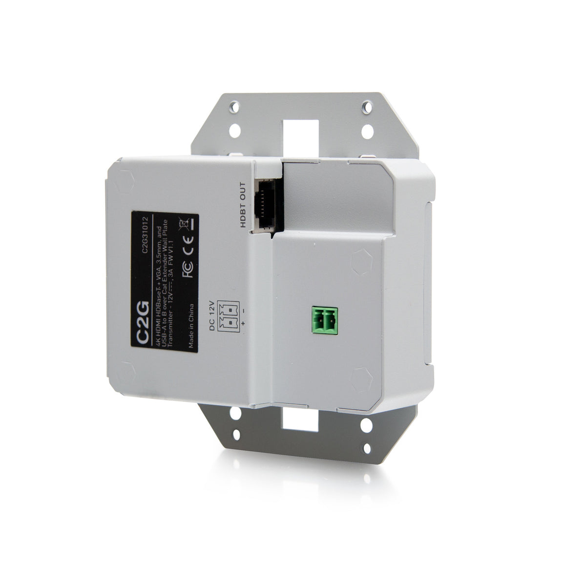 C2G C2G31012 | HDMI HDBaseT + VGA, 3.5mm, and USB-B to A over Cat Extender Wall Plate Transmitter to Box Receiver - 4K 60Hz