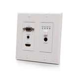 C2G C2G31017 | HDMI HDBaseT + VGA , 3.5mm, RS232, and IR over Cat Extender Dual Gang Wall Plate Transmitter - 4K 60Hz