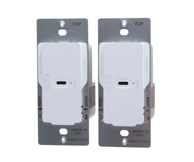 C2G C2G54268 | Superbooster 1-Port USB over Cat6a Wall Plate to Wall Plate Extender Kit
