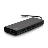 C2G C2G54487 | USB-C 9-in-1 Dual Display Docking Station with 60W Power Supply, HDMI, Ethernet, USB, 3.5mm Audio