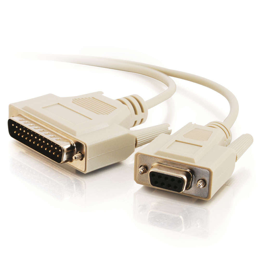 C2G CG03019 | 6ft (1.8m) DB25 Male to DB9 Female Serial RS232 Null Modem Cable