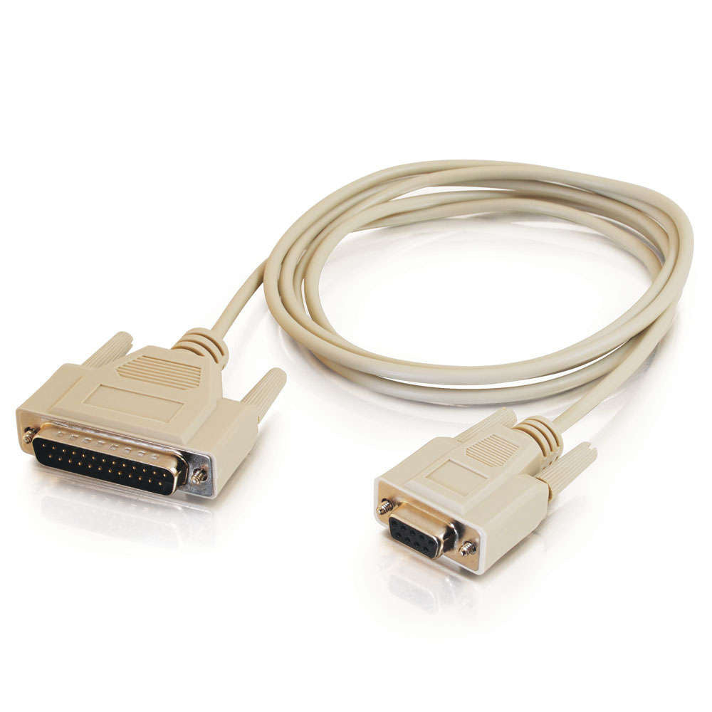 C2G CG03019 | 6ft (1.8m) DB25 Male to DB9 Female Serial RS232 Null Modem Cable