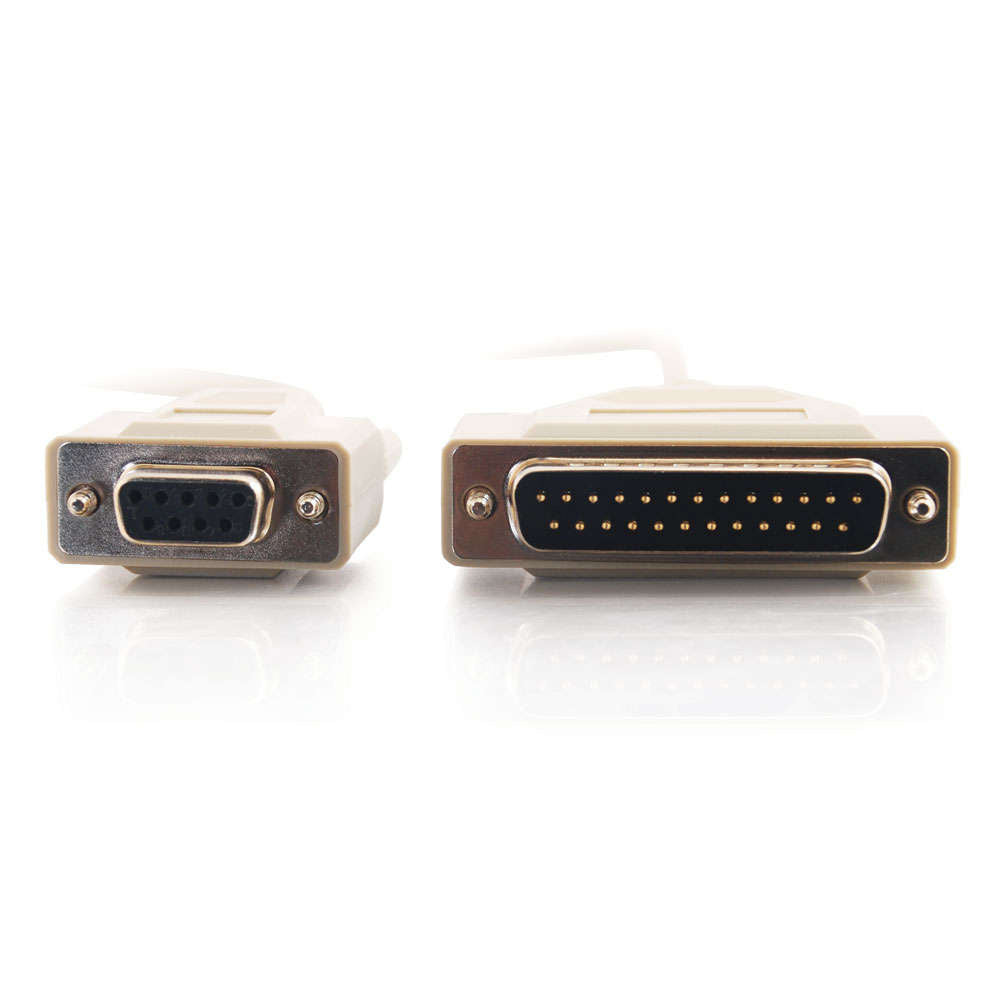 C2G CG03019 | 6ft (1.8m) DB25 Male to DB9 Female Serial RS232 Null Modem Cable
