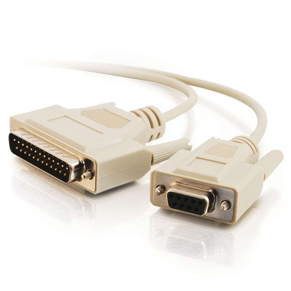 C2G CG03019 | 6ft (1.8m) DB25 Male to DB9 Female Serial RS232 Null Modem Cable