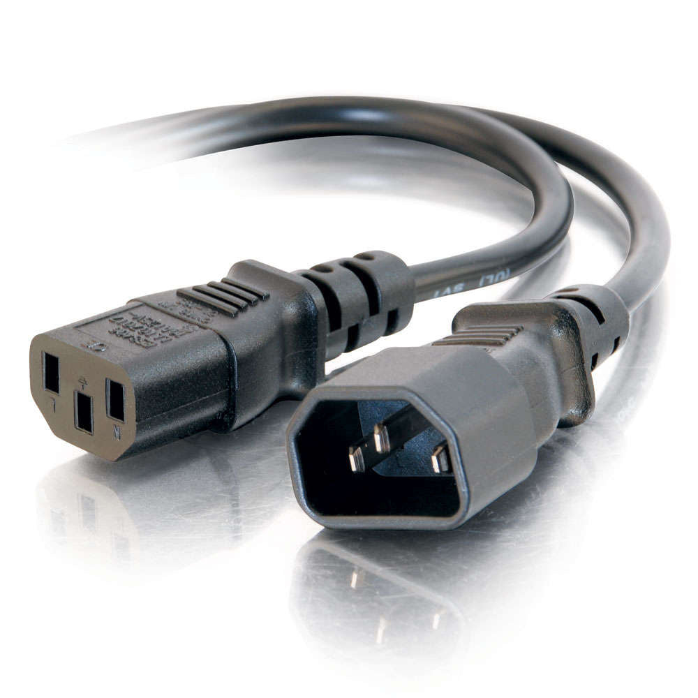 C2G CG03145 | 4ft (1.2m) 18 AWG Computer Power Extension Cord (IEC320C14 to IEC320C13) (TAA Compliant)