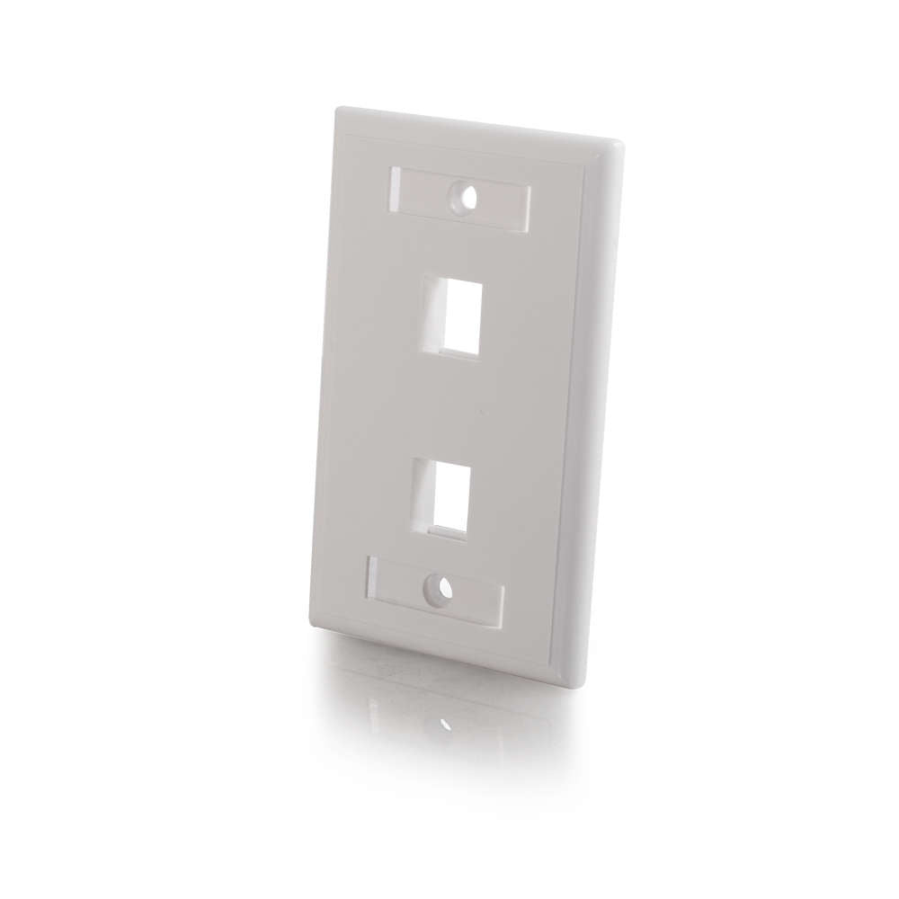 C2G CG03411 | Two Port Keystone Single Gang Wall Plate - White