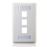 C2G CG03412 | Three Port Keystone Single Gang Wall Plate - White