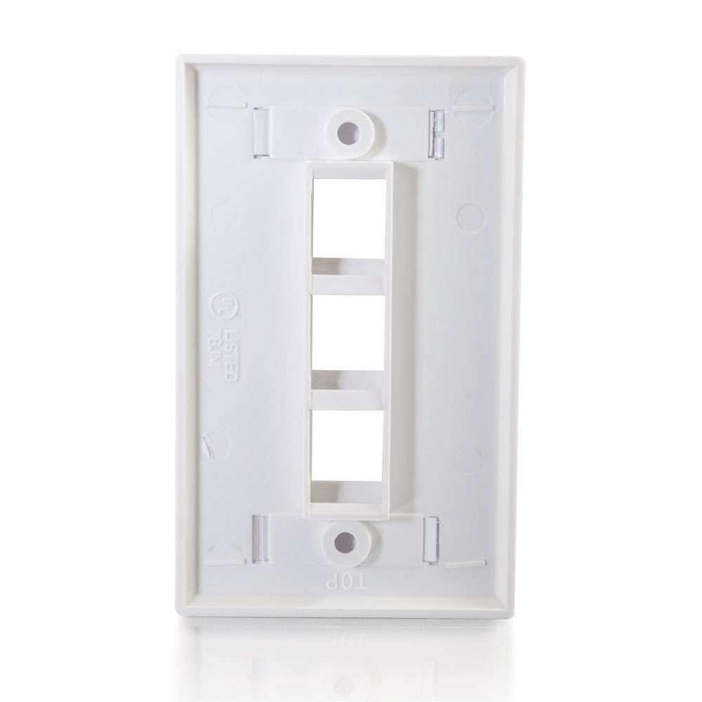 C2G CG03412 | Three Port Keystone Single Gang Wall Plate - White