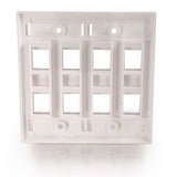 C2G CG03415 | 8-Port Double Gang Multimedia Keystone Wall Plate - White