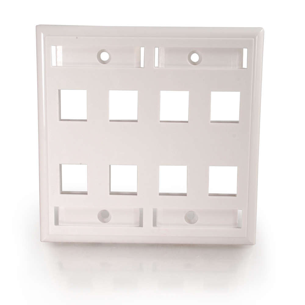 C2G CG03415 | 8-Port Double Gang Multimedia Keystone Wall Plate - White
