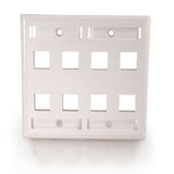 C2G CG03415 | 8-Port Double Gang Multimedia Keystone Wall Plate - White
