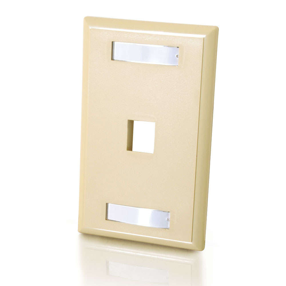 C2G CG03710 | One Port Keystone Single Gang Wall Plate - Ivory