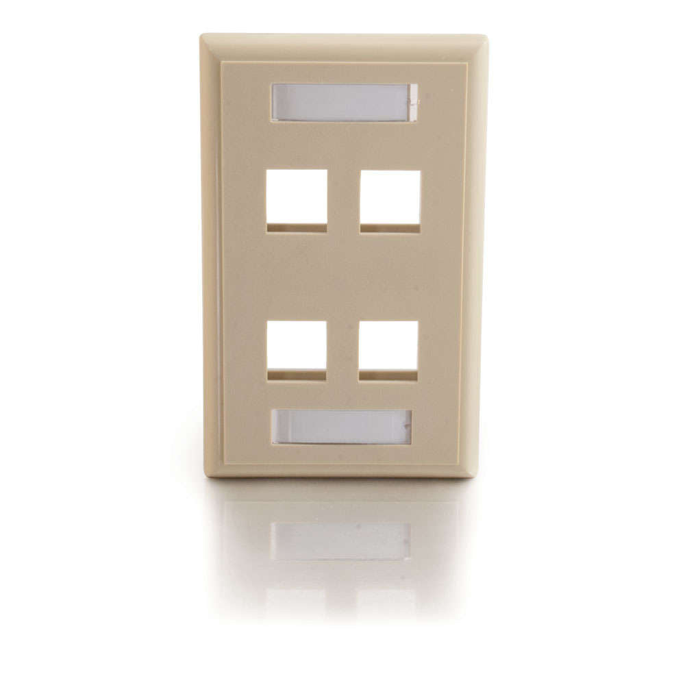 C2G CG03713 | Four Port Keystone Single Gang Wall Plate - Ivory