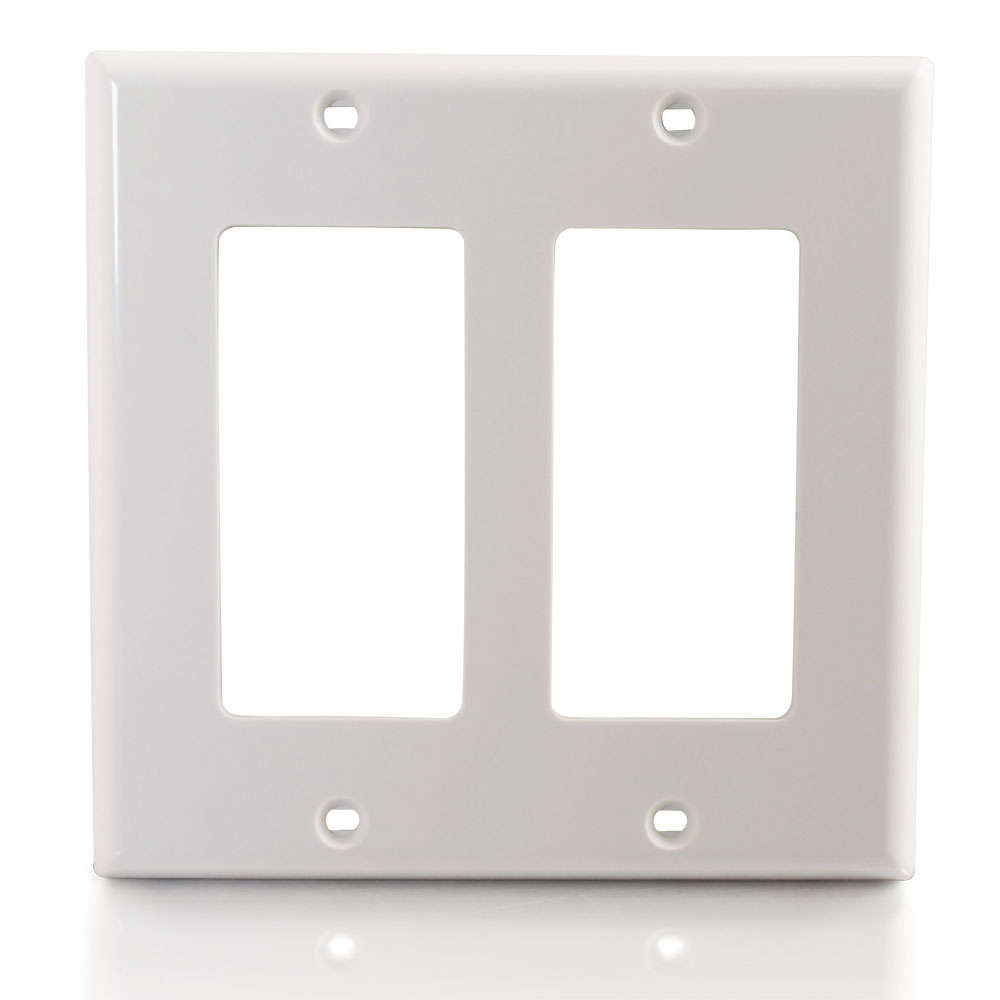 C2G CG03728 | Decorative Two Cutout Double Gang Walls - White