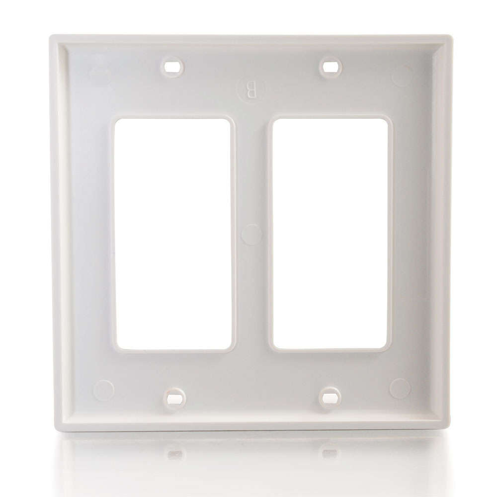C2G CG03728 | Decorative Two Cutout Double Gang Walls - White