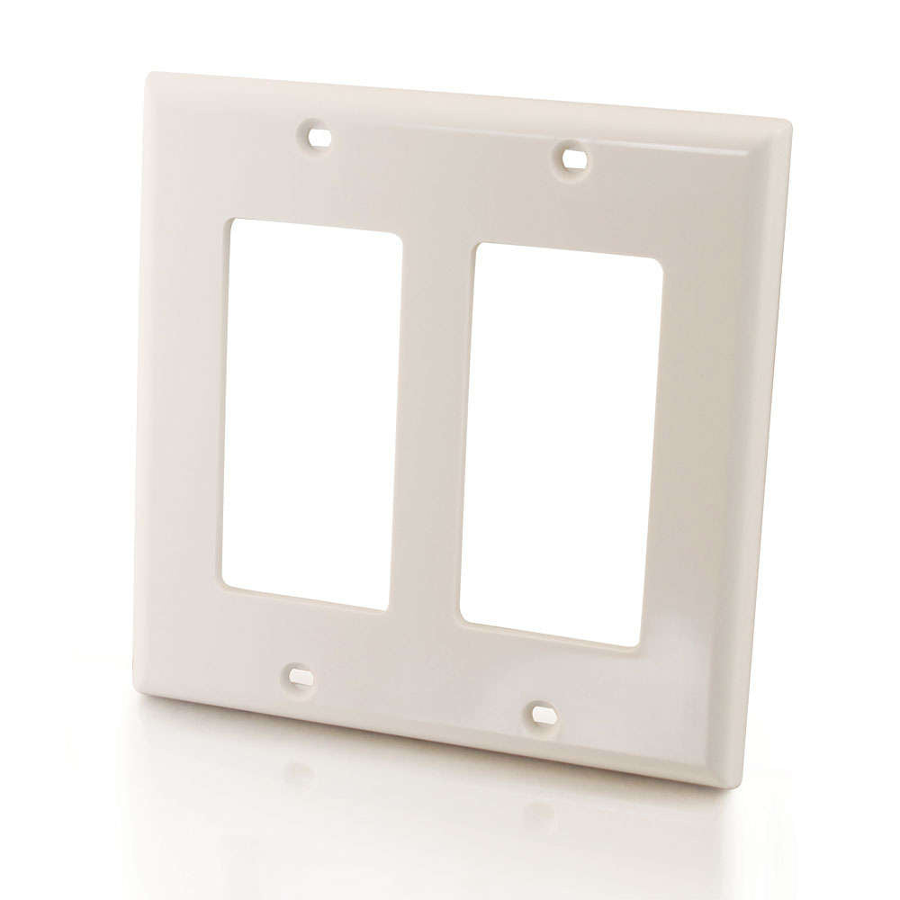 C2G CG03728 | Decorative Two Cutout Double Gang Walls - White