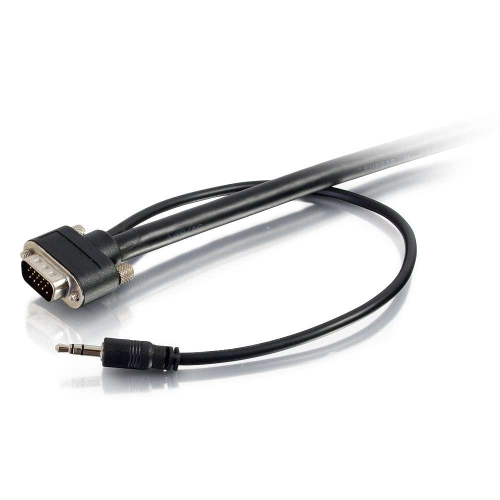 C2G CG50226 | 10ft (3m) Select VGA + 3.5mm Stereo Audio A/V Cable M/M - In-Wall CMG-Rated