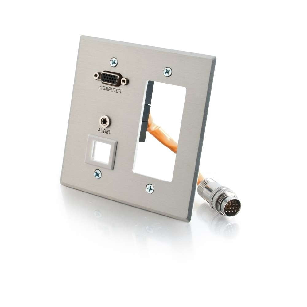 C2G CG60056 | RapidRun Double Gang Integrated VGA (HD15) + 3.5mm + Keystone + Wall Plate