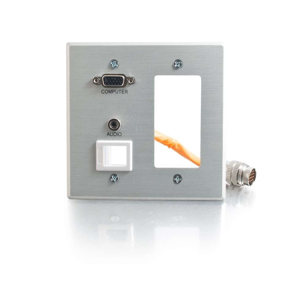 C2G CG60056 | RapidRun Double Gang Integrated VGA (HD15) + 3.5mm + Keystone + Wall Plate