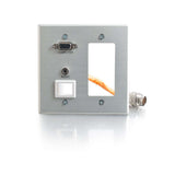 C2G CG60056 | RapidRun Double Gang Integrated VGA (HD15) + 3.5mm + Keystone + Wall Plate