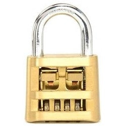 CCL Security Products K436 | Padlock, Resettable, 4-Dial, 2" Width, 1" Shackle Clearance, Steel Shackle, Satin Brass
