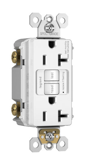 Legrand 2097NAW | Radiant 20A Duplex Self-Test Gfci Receptacles With Safelock Protection, Nafta-Compliant, White
