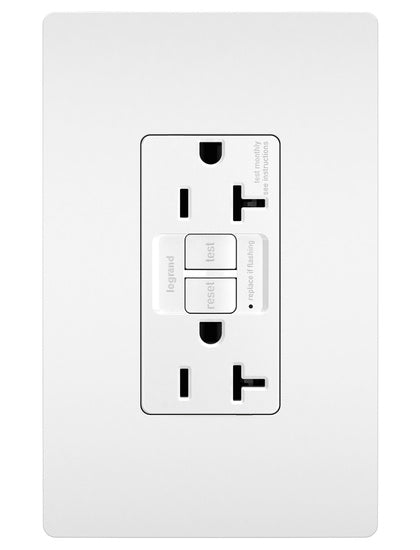 Legrand 2097NAW | Radiant 20A Duplex Self-Test Gfci Receptacles With Safelock Protection, Nafta-Compliant, White