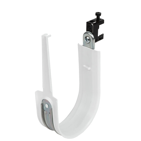 Cablofil CJ64HPSSBC | 4" Plastic Coated J-Hook with Latch and Screw on Beam Clip 1/8-1/2"