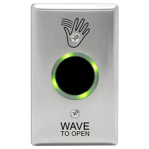 Camden Door Controls CM-332/41S-SGLR | Touchless Switch, 1" to 28" Range, 2 Relays, Single Gang Stainless Steel Hand Icon