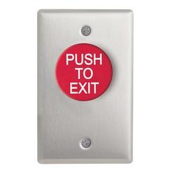 Camden Door Controls CM-4085BPTE | Blue Mushroom Button Switch, DPST, Pneumatic "Push To Exit" Engraved in White