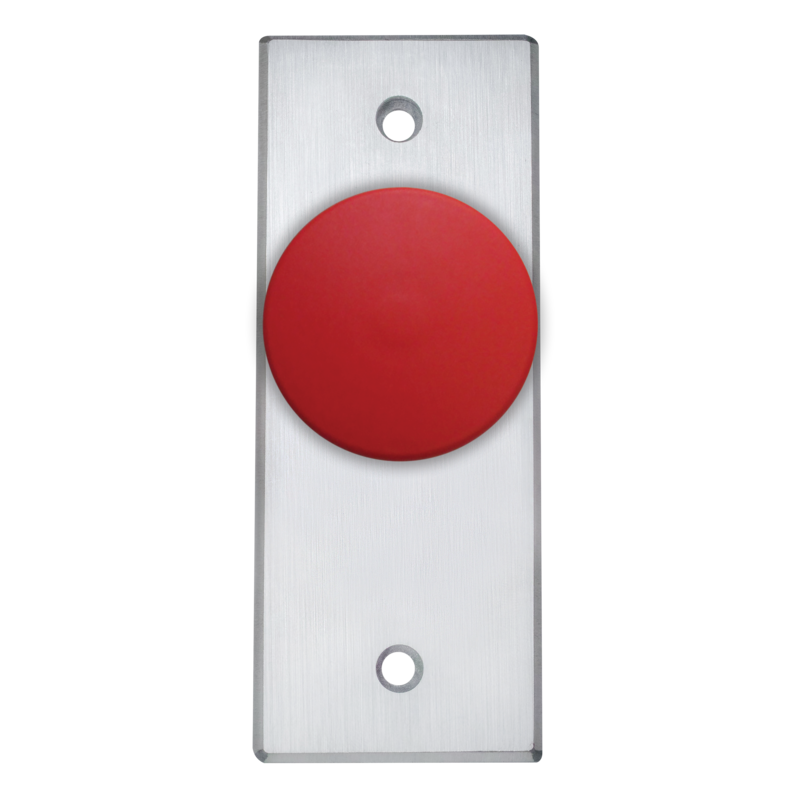 Camden Door Controls CM-4100R | Spring Return 1 5/8" Pushbutton, Aluminum Faceplate, N/O, Momentary, Red Button