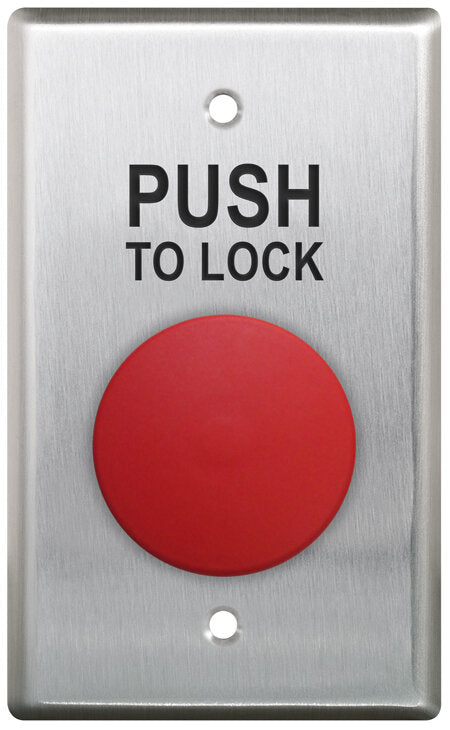 Camden Door Controls CM-410R/8 | Single Gang, N/C Contacts, Red Button with 'PUSH TO LOCK', Black Text