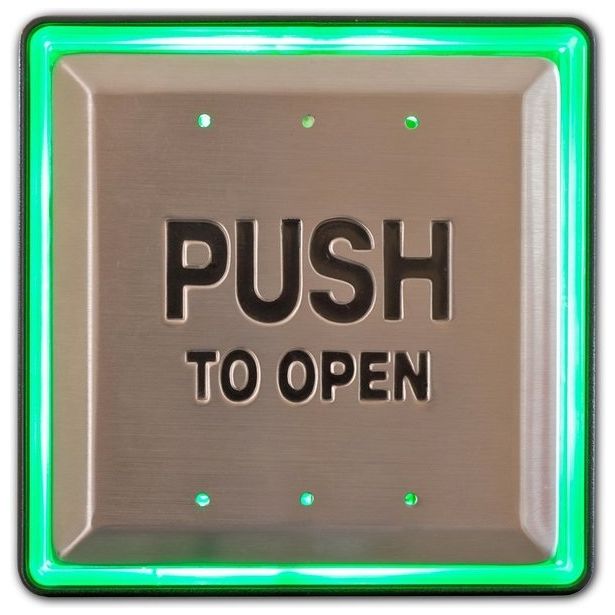 Camden Door Controls CM-45/4AR54 | 4Â½" Square Push Plate with Sounder, Illuminated Red/Green Surface Mount CM-54i Box