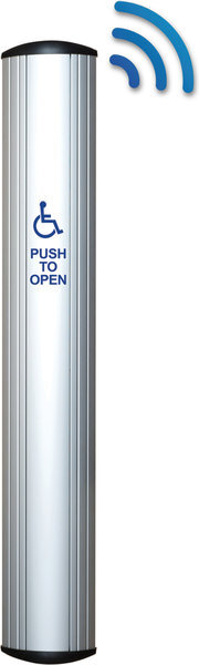 Camden Door Controls CM-7536K/4-BRZ | Column TM 36" Long Bronze Aluminum Kinetic switch "Push to Open" & Wheelchair Logo
