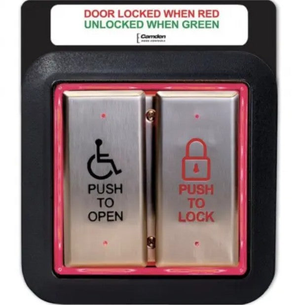 Camden Door Controls CM252048 | Double Gang 2Xspst Mom,Ss,Wc Push To Lock,Vstbl