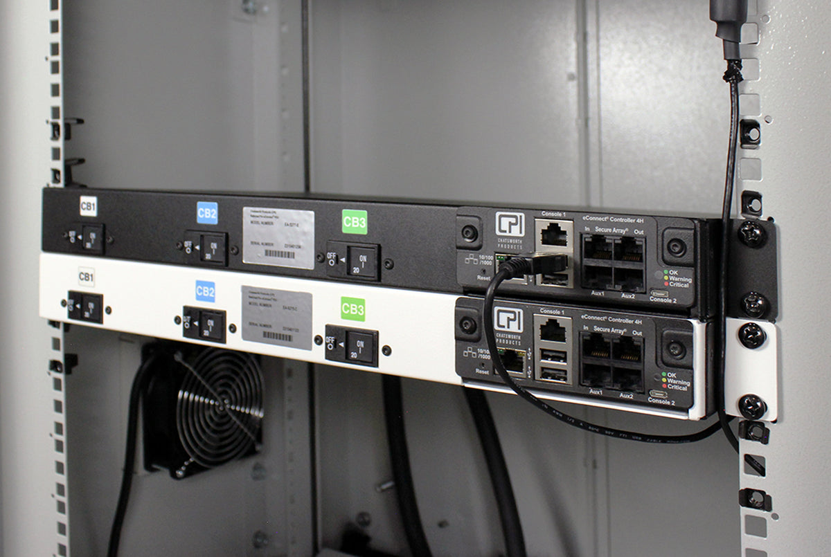 Chatsworth EA-3256-CE | Monitored eConnect PDU, Redundancy Pack, 1 Black/1 Glacier White, Horizontal 1U, L21-30 Input, Locking (9) C19 Outlets