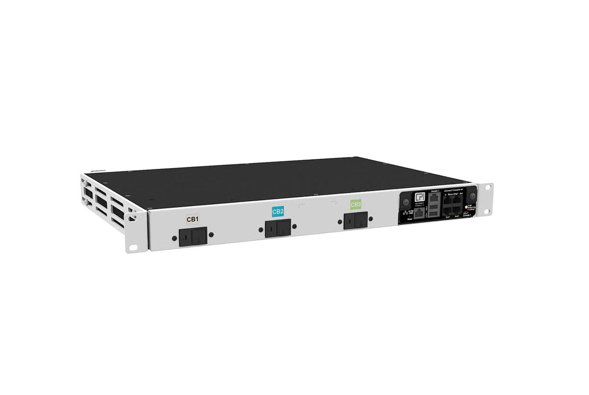 Chatsworth EA-3272-E | Monitored eConnect PDU, Glacier White, Horizontal 1U, L15-30 Input, Locking (8) C13 + (4) C19 Outlets, 8.6kW