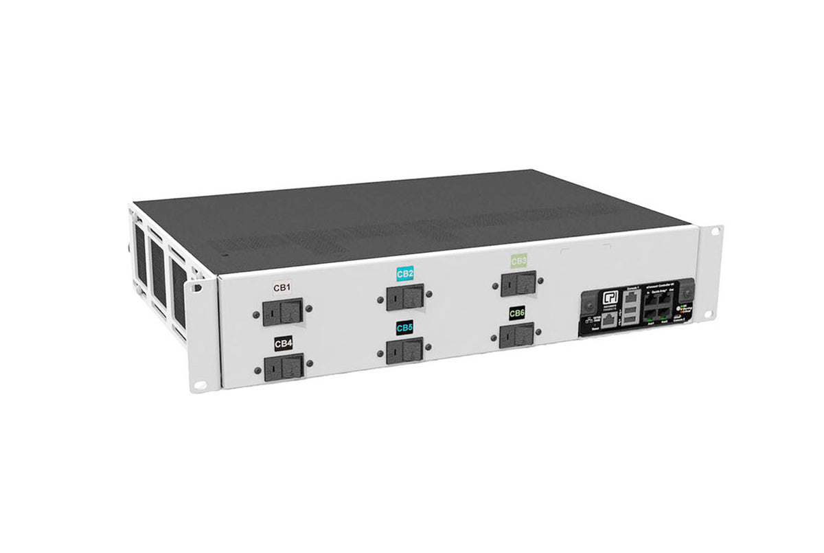 Chatsworth EA-3464-E | Monitored eConnect PDU, Glacier White, 2U, L21-30 Input, Locking (18) C13 + (6) C19 Outlets, 8.6kW, 149°F (65°C)