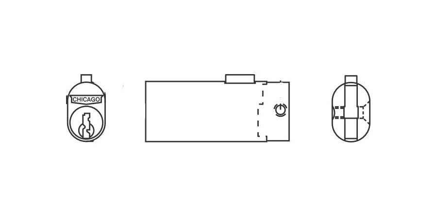 Chicago Lock C5002LP KA 1X03 | Filing Cabinet Lock, US26D Satin Chrome, Key Code, Dimensions, LxWxH, 2 x 33/64 x 51/64 in.