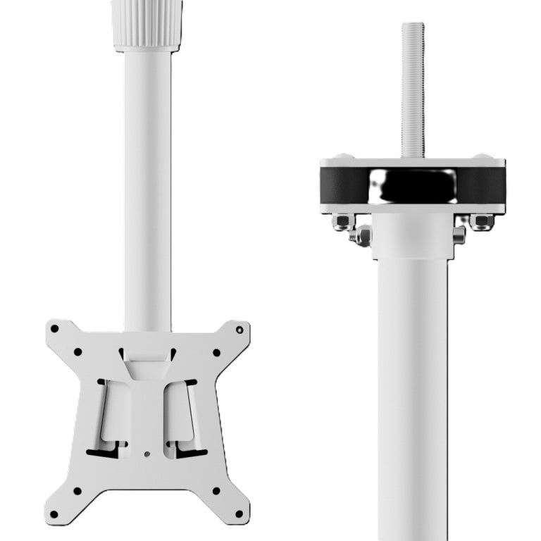 Clinton Electronics CE-CM-LX-17 | Ceiling Mount Bracket, LCD/PVM Pole, Adjustable, VESA 75/100, 6–17’, Aluminum/Steel, White