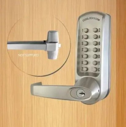 Codelocks LLC CL600PK BS | Mechanical Lockset, ANSI Grade 2, Brushed Steel, for 1-3/8 to 2-3/8 in. Doors, Zinc Alloy