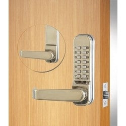 Codelocks Llc CL410 SS 2-3/4 BS | Mechanical Tubular Mortise Latchbolt Lock, Pushbutton, Medium Duty, Lever Handle, 2-3/4" Backset – Zinc Alloy, PVD Stainless Steel