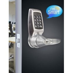 Codelocks Llc CL4510 BS | Electronic Smart Lock, Spring Loaded Spindle, 6-11/16" Height, Zinc Alloy, Brushed Steel, for Left/Right Hung Door
