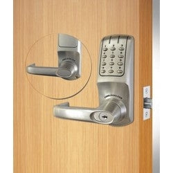 Codelocks Llc CL5210 IC BS | Electronic Lock Latchbolt, Heavy Duty, SFIC, 7-5/8" Height, Zinc Alloy, PVD Brushed Steel, for Left/Right Hung Door