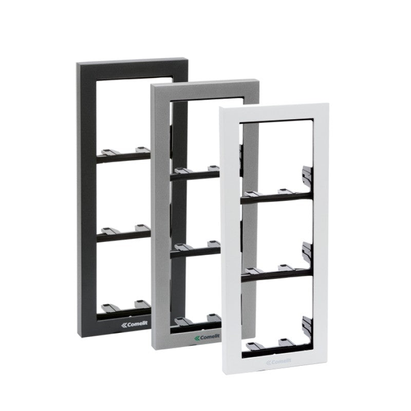 Comelit 3311/3A | iKall 3 Module Holder Frame Complete With Cornice Anthracite Color