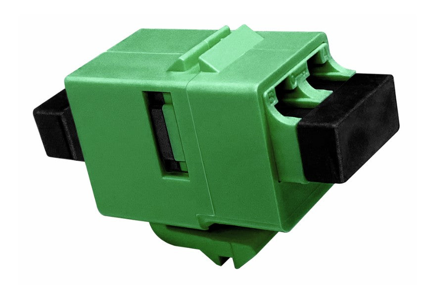 CommScope 1933285-3 | Fiber Optic LC Duplex Keyed Hybrid Adapter, SL, Green/Black, Single Pack
